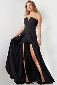 Jovani 23150 - Strapless Double Slit Jumpsuit With Overskirt - Prom