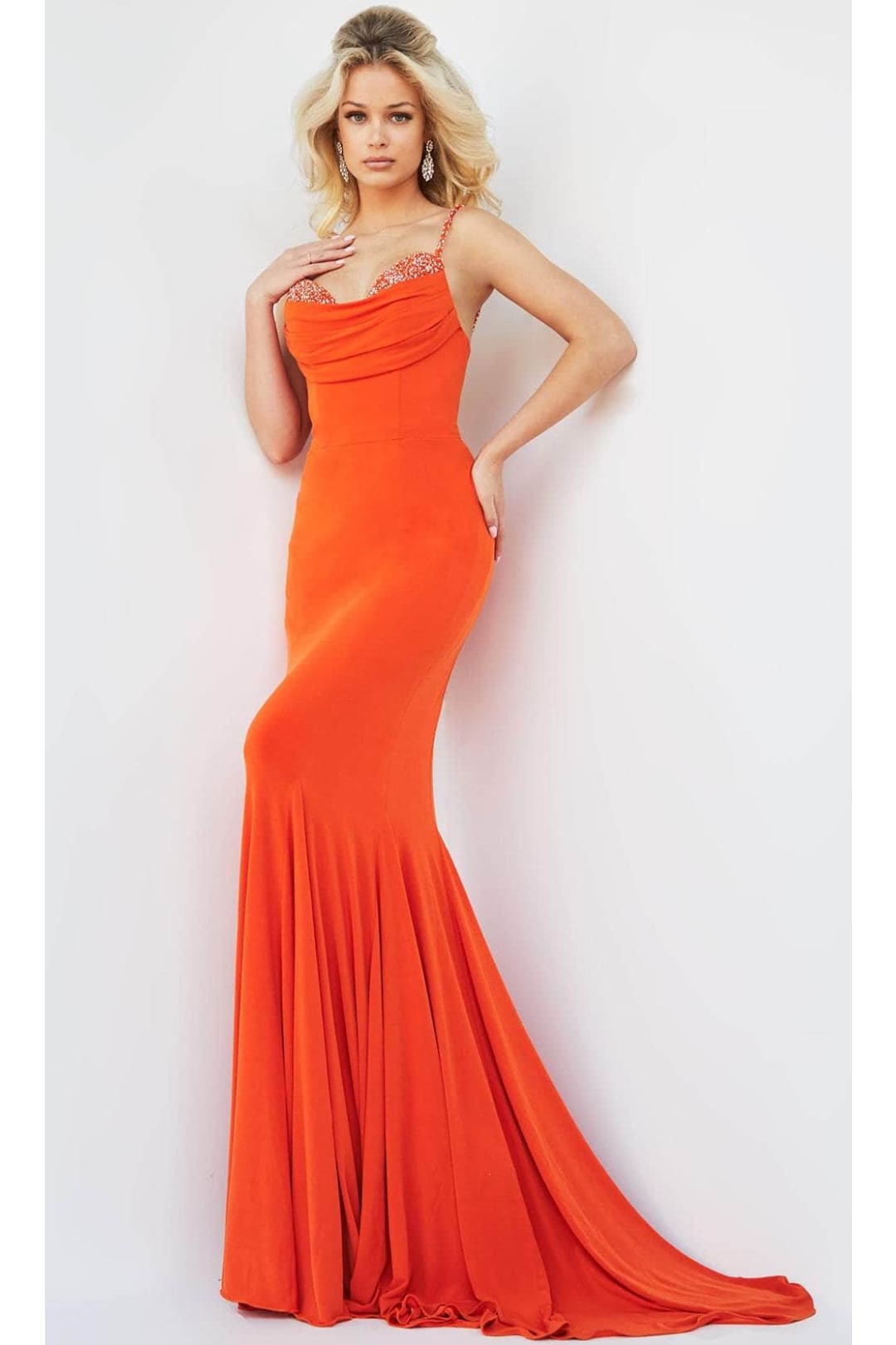 Jovani 23201 - Beaded Cowl Neck Prom Dress - Prom