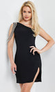 Jovani 23239 - Asymmetrical Cocktail Dress with Chain Sleeves - Prom