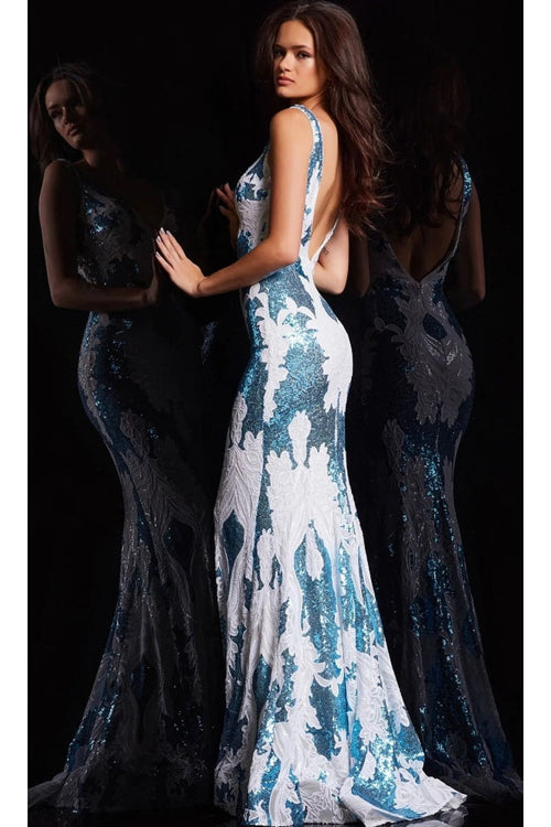 Jovani 23319 - Scoop Back Sequined Long Gown - Prom