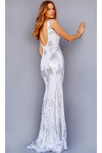Jovani 23319 - Scoop Back Sequined Long Gown - Prom