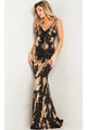 Jovani 23319 - Scoop Back Sequined Long Gown - Black/Gold / 00 - Prom