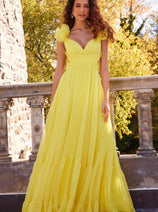 Jovani 23322 - A-Line Prom Dress with Ruffled Shoulder Details
