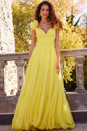 Jovani 23322 - A-Line Prom Dress with Ruffled Shoulder Details