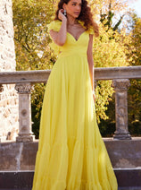 Jovani 23322 - A-Line Prom Dress with Ruffled Shoulder Details