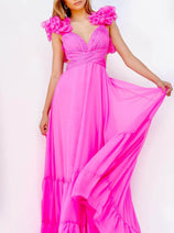 Jovani 23322 - A-Line Prom Dress with Ruffled Shoulder Details