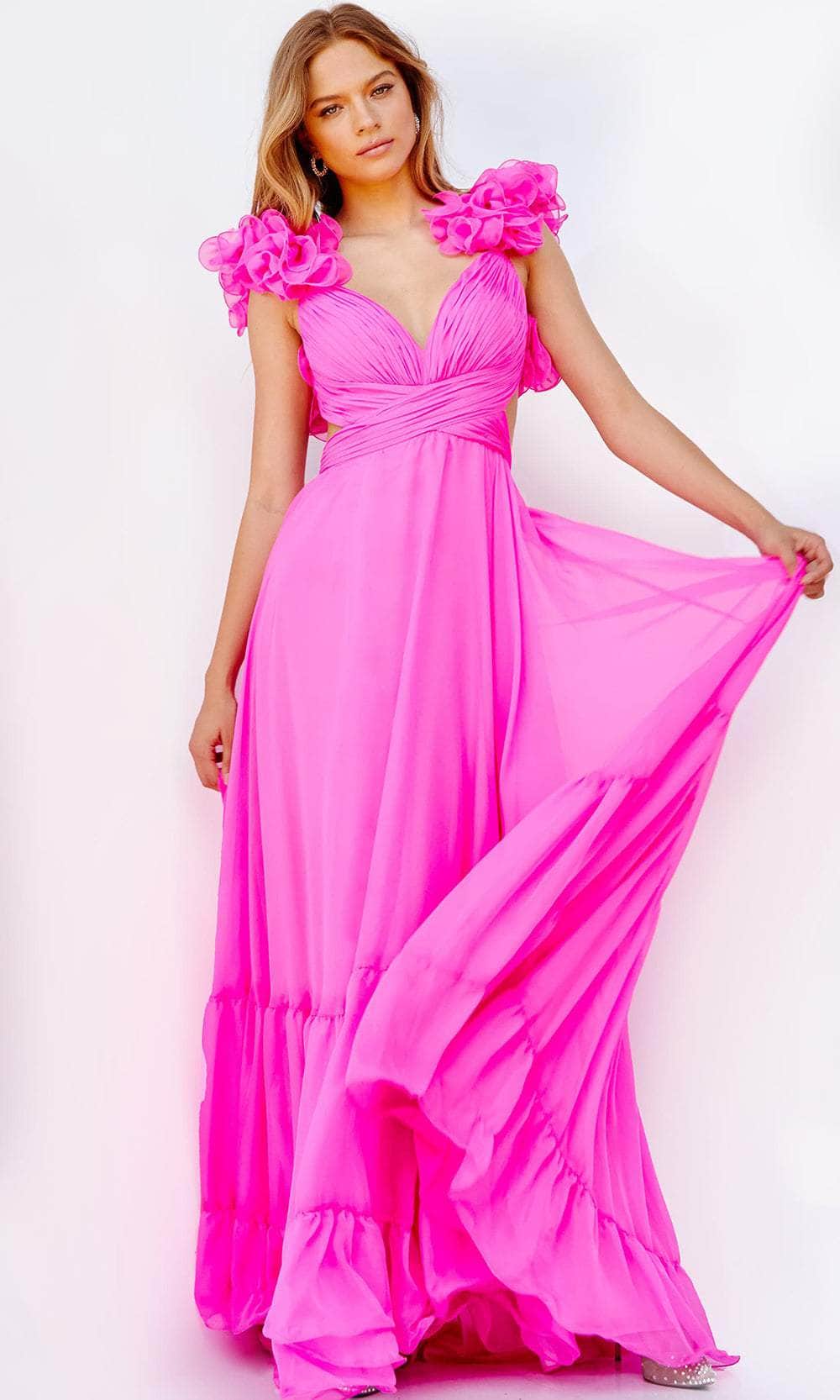 Jovani 23322 - A-Line Prom Dress with Ruffled Shoulder Details - Prom