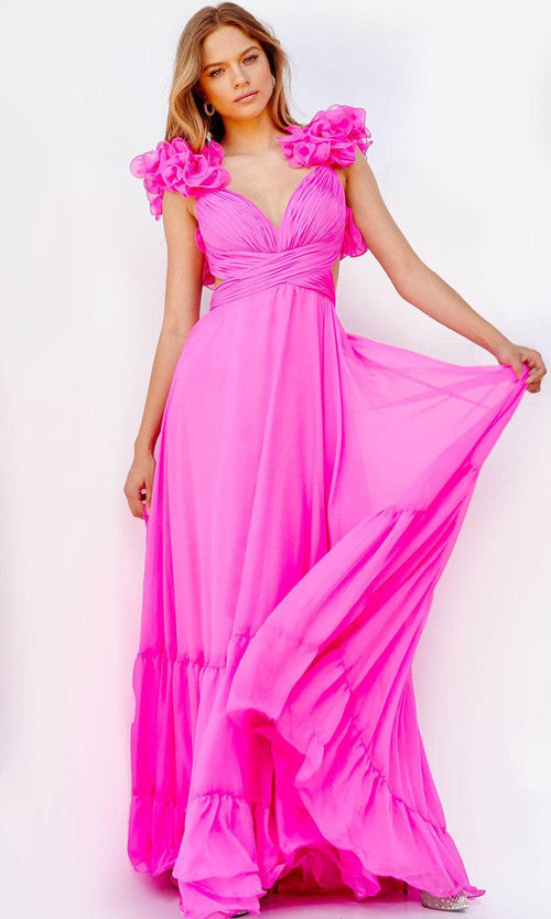 Jovani 23322 - A-Line Prom Dress with Ruffled Shoulder Details - Prom