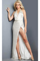 Jovani 23372 - Metallic V-Neck Evening Dress - Prom