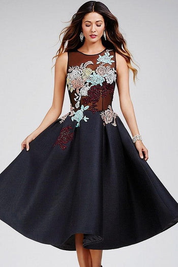 Jovani 23695 - Vibrant Multi-Colored Sheer Jewel A-Line Dress - Prom
