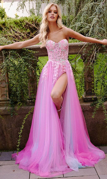 Jovani 23713 - Strapless Appliqued Prom Dress - Prom