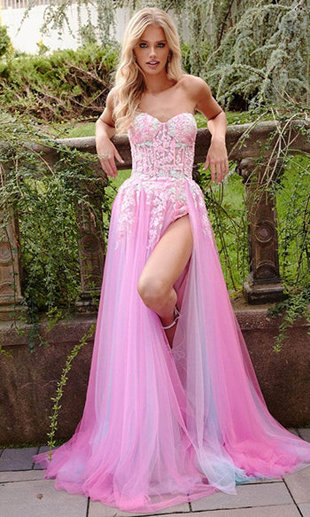 Jovani 23713 - Strapless Appliqued Prom Dress - Prom