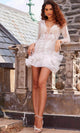 Jovani 23727 Plunging Neck Short Dress with Ruffles - Prom