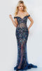 Jovani 23760 Off-Shoulder Beaded Translucent Gown - Prom