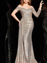 Jovani 23779 - Sweetheart Neckline Side Draped Evening Gown