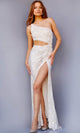 Jovani 23789 - Floral Appliquéd Asymmetrical Neck Prom Dress - Prom