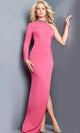 Jovani 23831 - Beaded High Neck Crepe Slit Dress - Prom