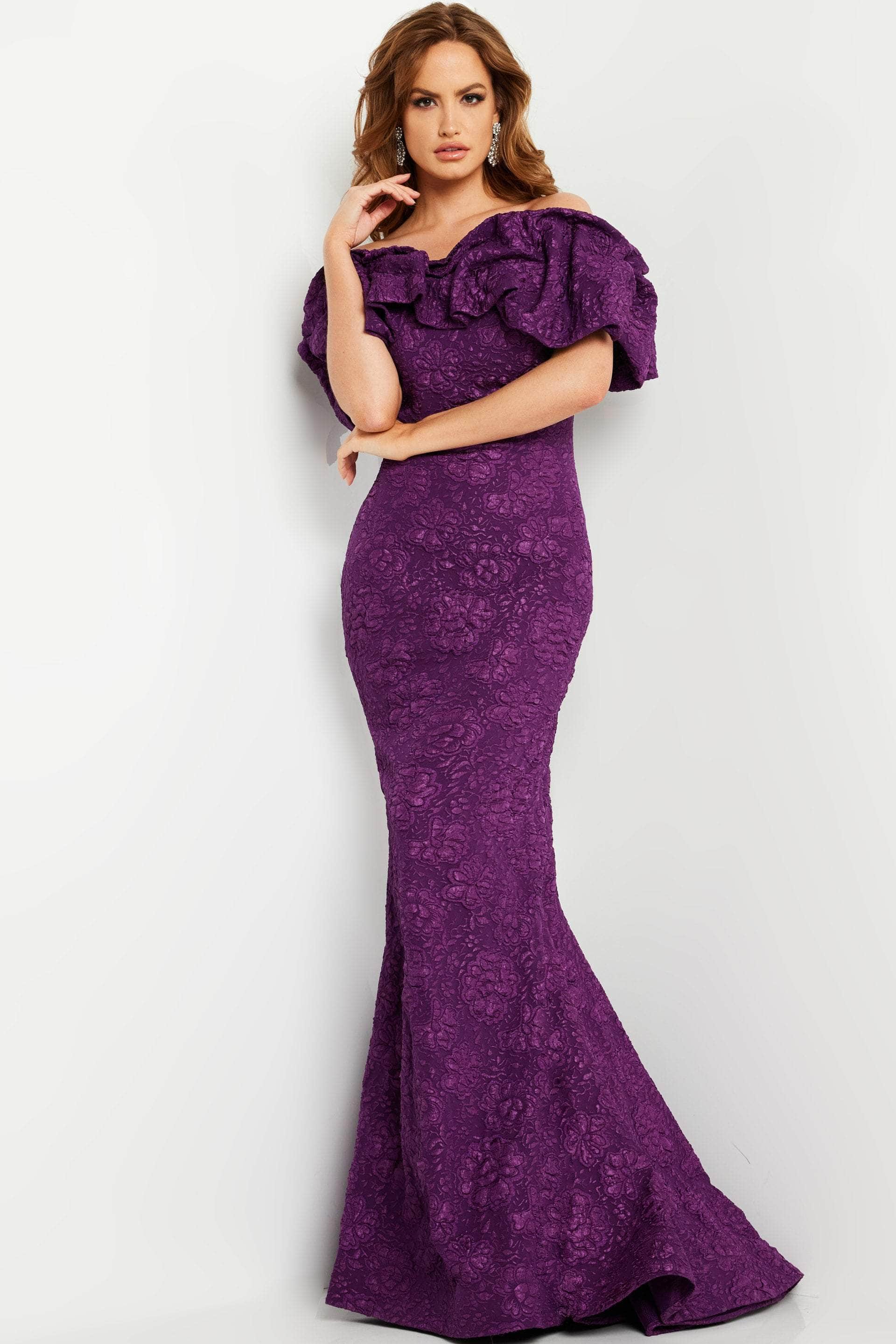 Jovani 23847 - Off-Shoulder Floral Evening Dress - Prom