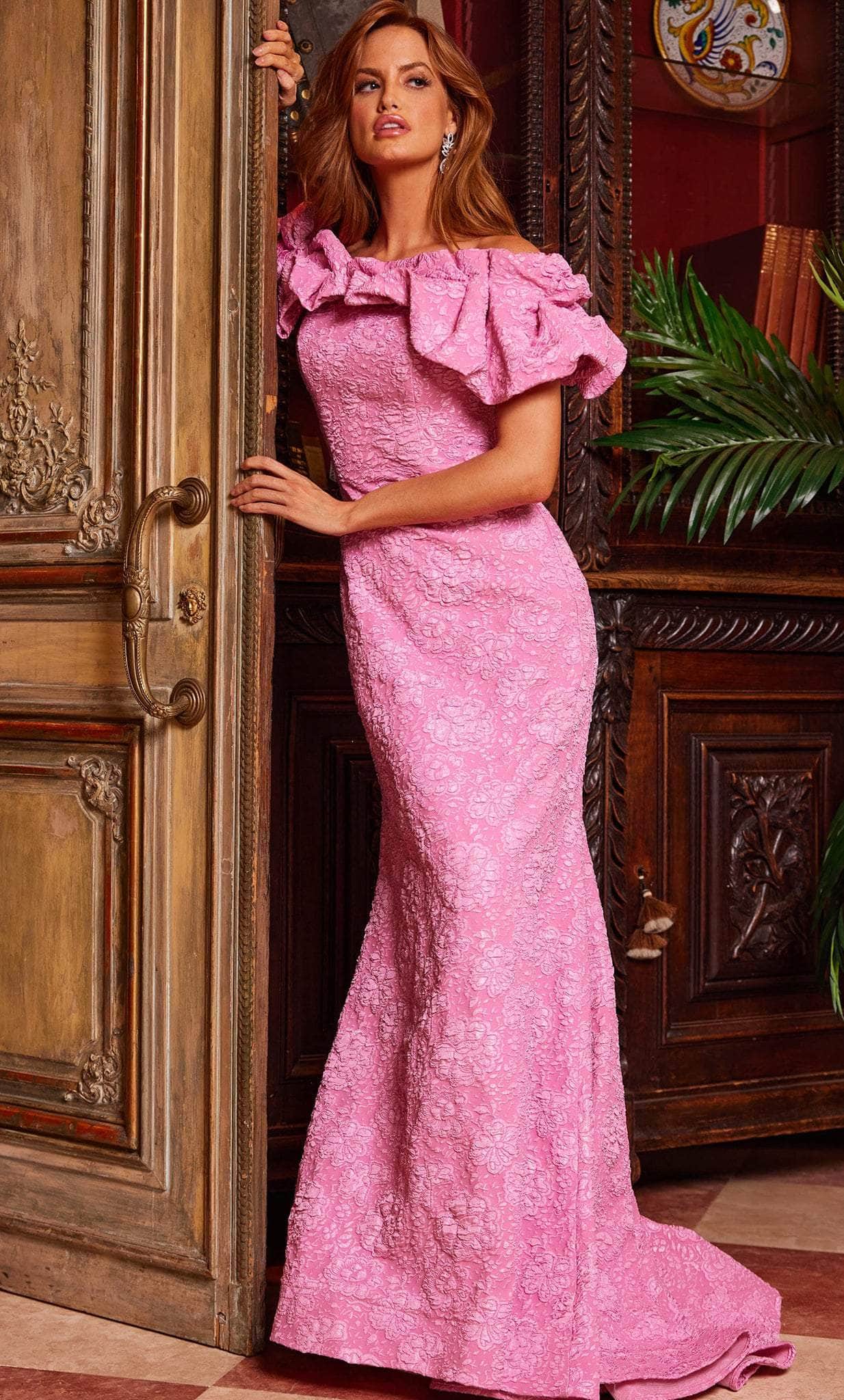 Jovani 23847 - Off-Shoulder Floral Evening Dress - Prom