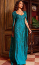 Jovani 23891 - Sequin Evening Dress with Long Cape - Prom