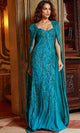 Jovani 23891 - Sequin Evening Dress with Long Cape - Prom