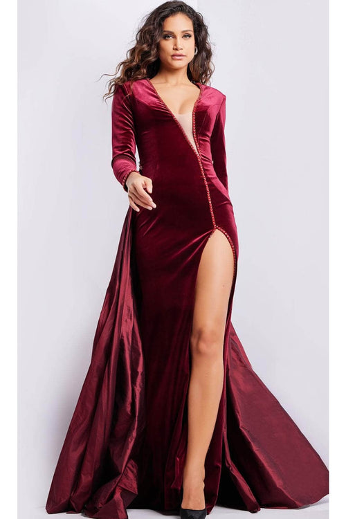 Jovani 23943 - Long Sleeve Velvet Evening Dress - Prom