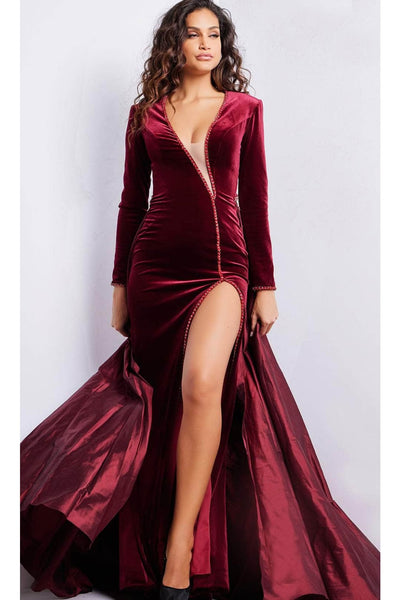 Jovani 23943 - Long Sleeve Velvet Evening Dress - Prom