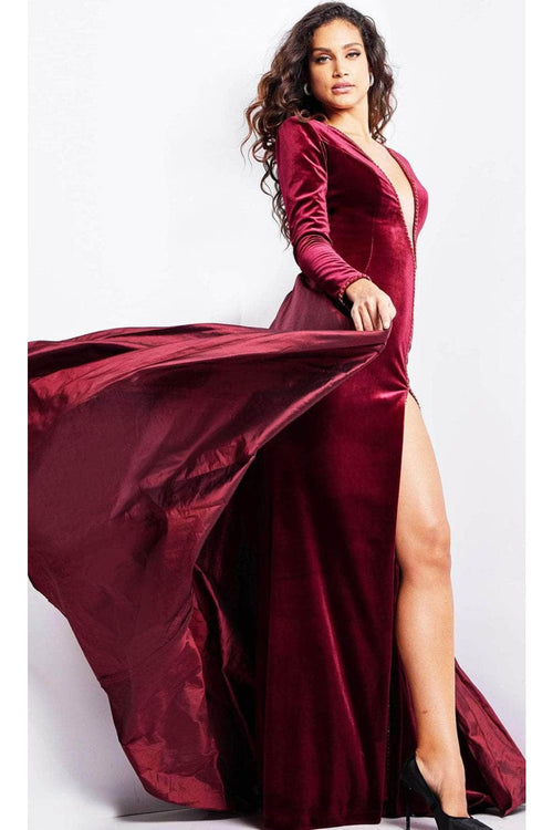 Jovani 23943 - Long Sleeve Velvet Evening Dress - Prom