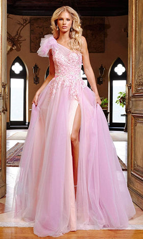 Jovani 23951 - Stunning Floral Embroidered Tulle Asymmetric Dress