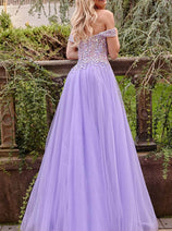 Jovani 23963 - Off-Shoulder Gown with Rhinestone Accents
