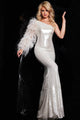 Jovani 23980 - Asymmetric Sequin Fringed Gown - Prom