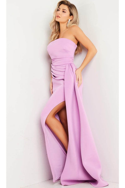 Jovani 24012 - Strapless Pleated Prom Dress with Slit - Prom