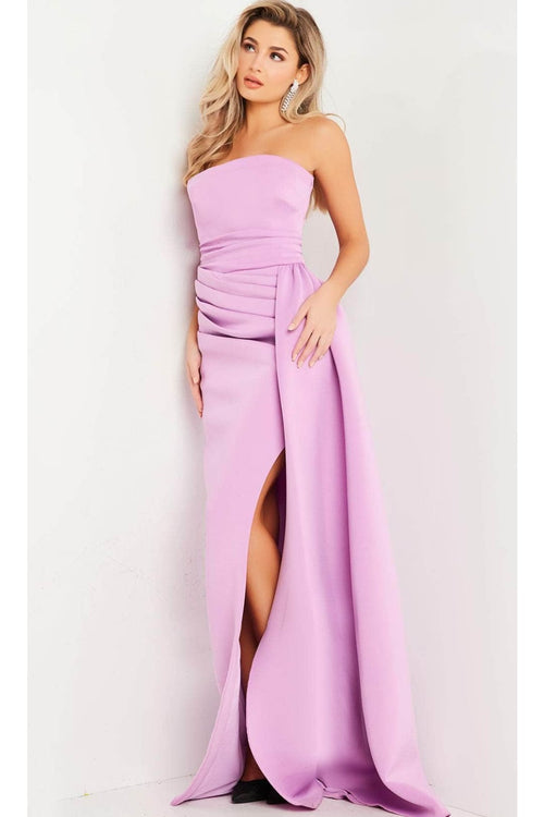 Jovani 24012 - Strapless Pleated Prom Dress with Slit - Prom