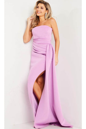 Jovani 24012 - Strapless Pleated Prom Dress with Slit