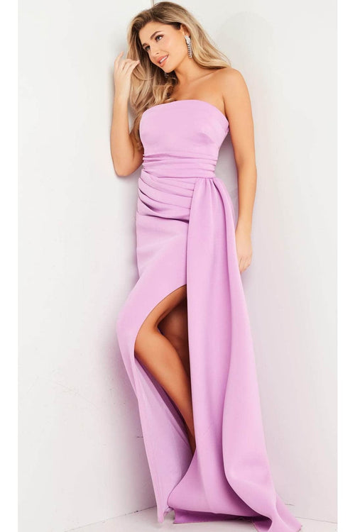 Jovani 24012 - Strapless Pleated Prom Dress with Slit - Prom