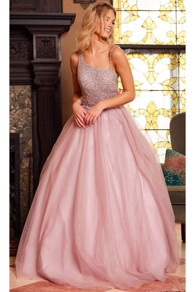 Jovani 24051 - Beaded Asymmetric Neck Ballgown - Prom