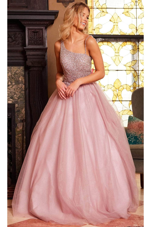 Jovani 24051 - Beaded Asymmetric Neck Ballgown - Prom