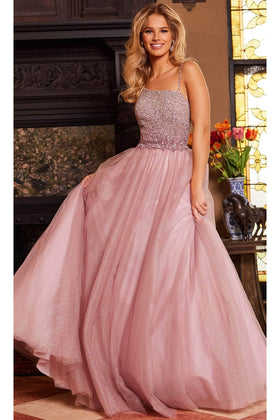 Jovani 24051 - Beaded Asymmetric Neck Ballgown