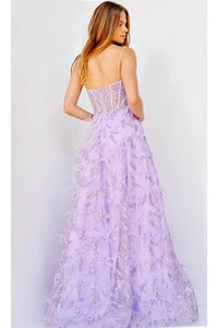 Jovani 24078 - Semi-Sweetheart Corseted A-line Gown - Lilac / Prom