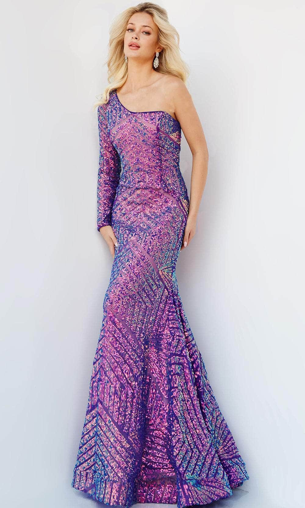 Jovani 24098 - One Sleeved Sequin Prom Dress - Prom