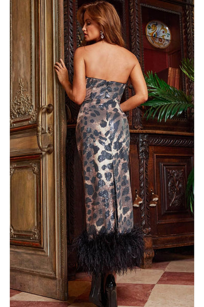 Jovani 24104 Strapless Evening Dress with Feather Hem - Prom