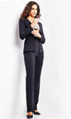 Jovani 24119 - Embellished Front Panel Long Sleeve Pantsuit - Prom