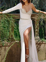 Jovani Celebrity Dress One-Shoulder Long Beaded Prom Gown 24262