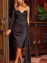 Jovani 24264 - Beaded Cocktail Dress with One Sleeve