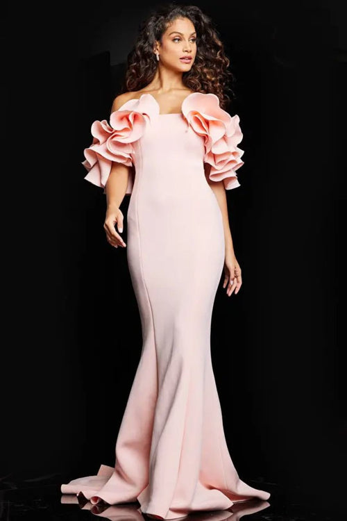 Jovani 24280 - Elegant Off-Shoulder Evening Gown with Ruffles - Prom