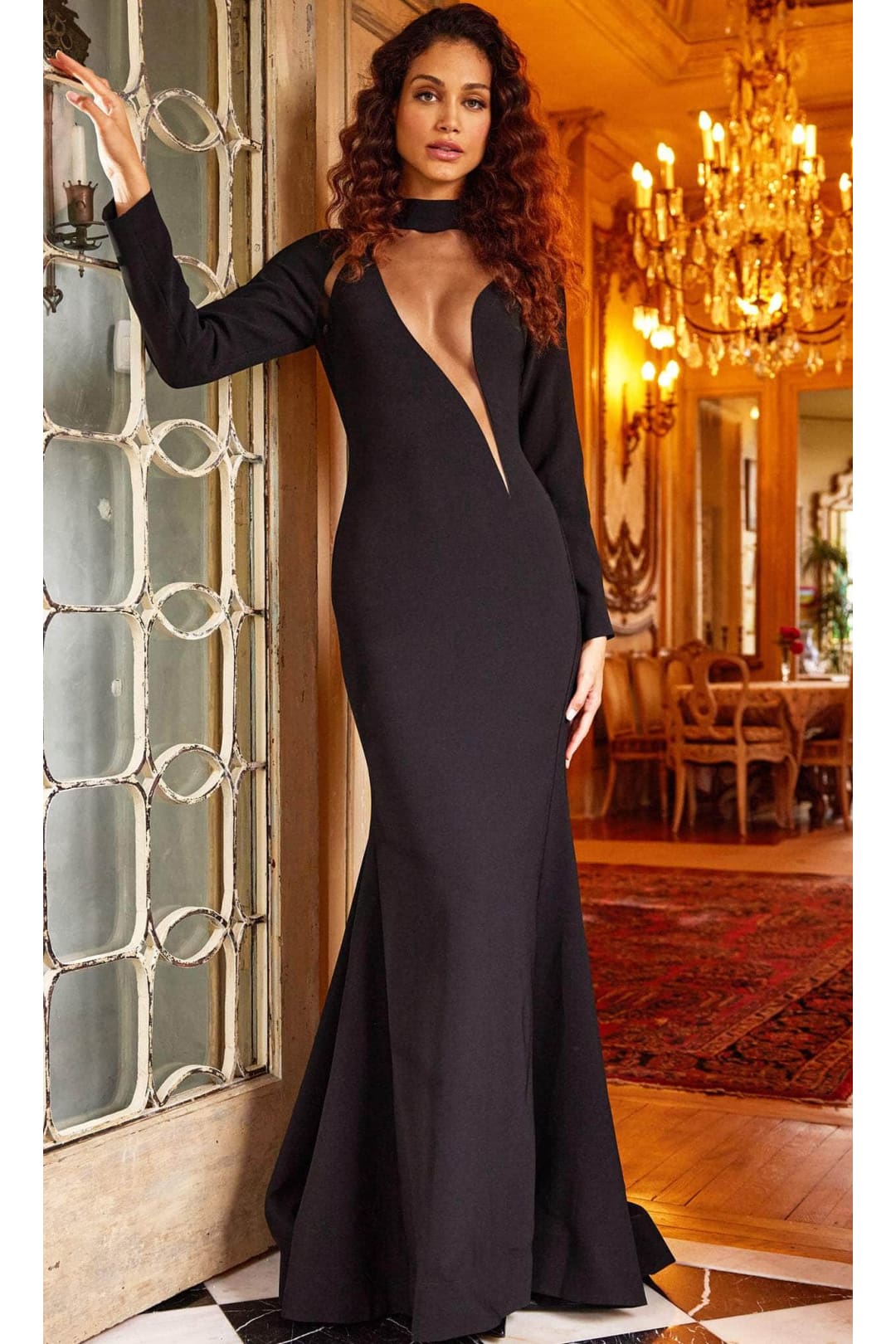 Jovani 24296 - Trumpet Evening Dress with High Neck - Prom