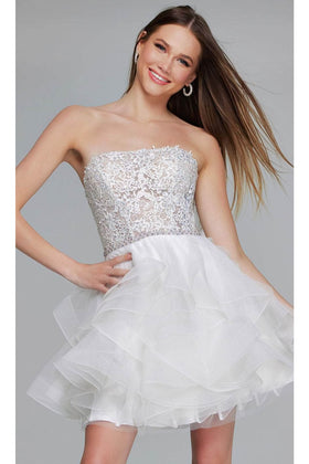 Jovani 24371 - Strapless Tulle Cocktail Dress