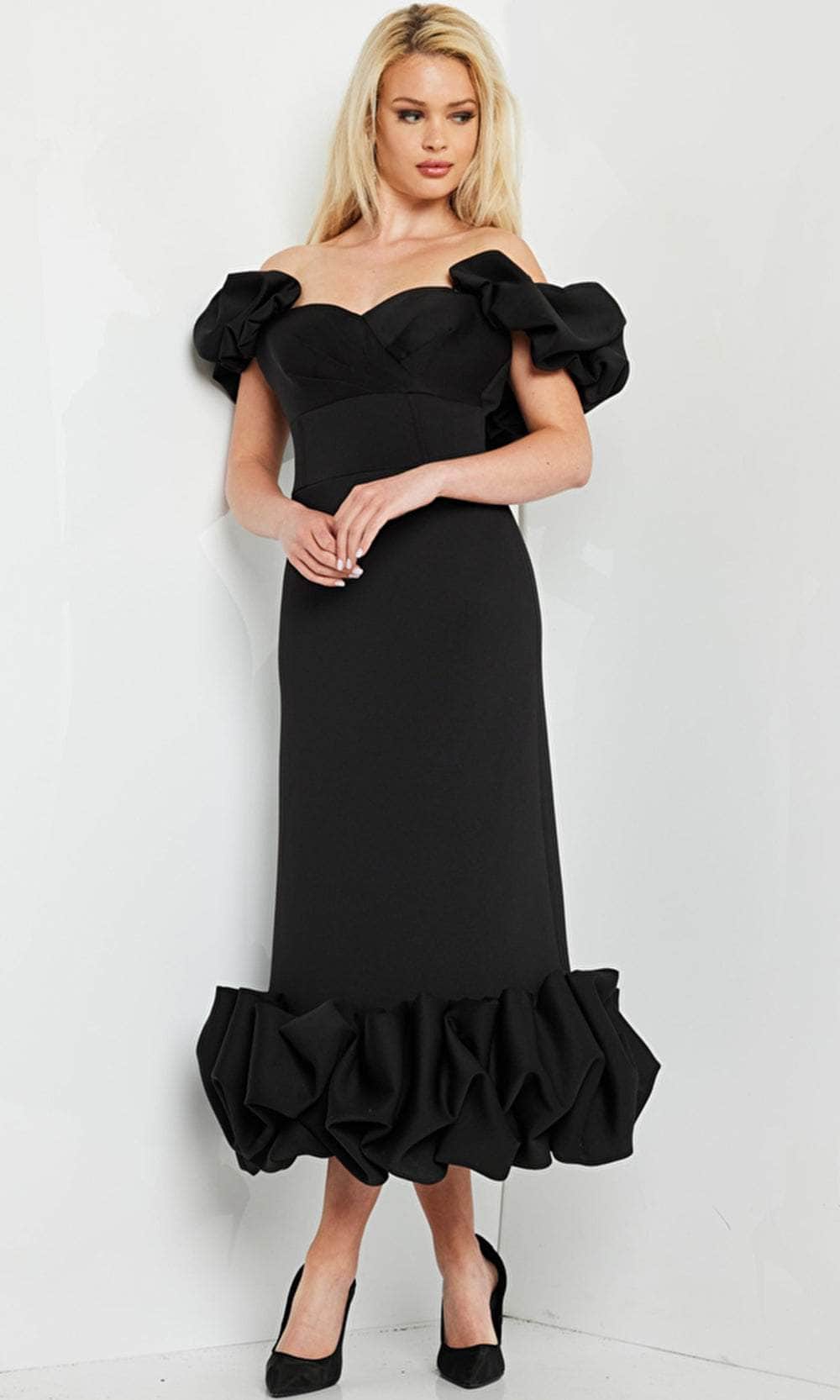 Jovani 24535 - Sweetheart Off-Shoulder Tea-Length Dress - Prom