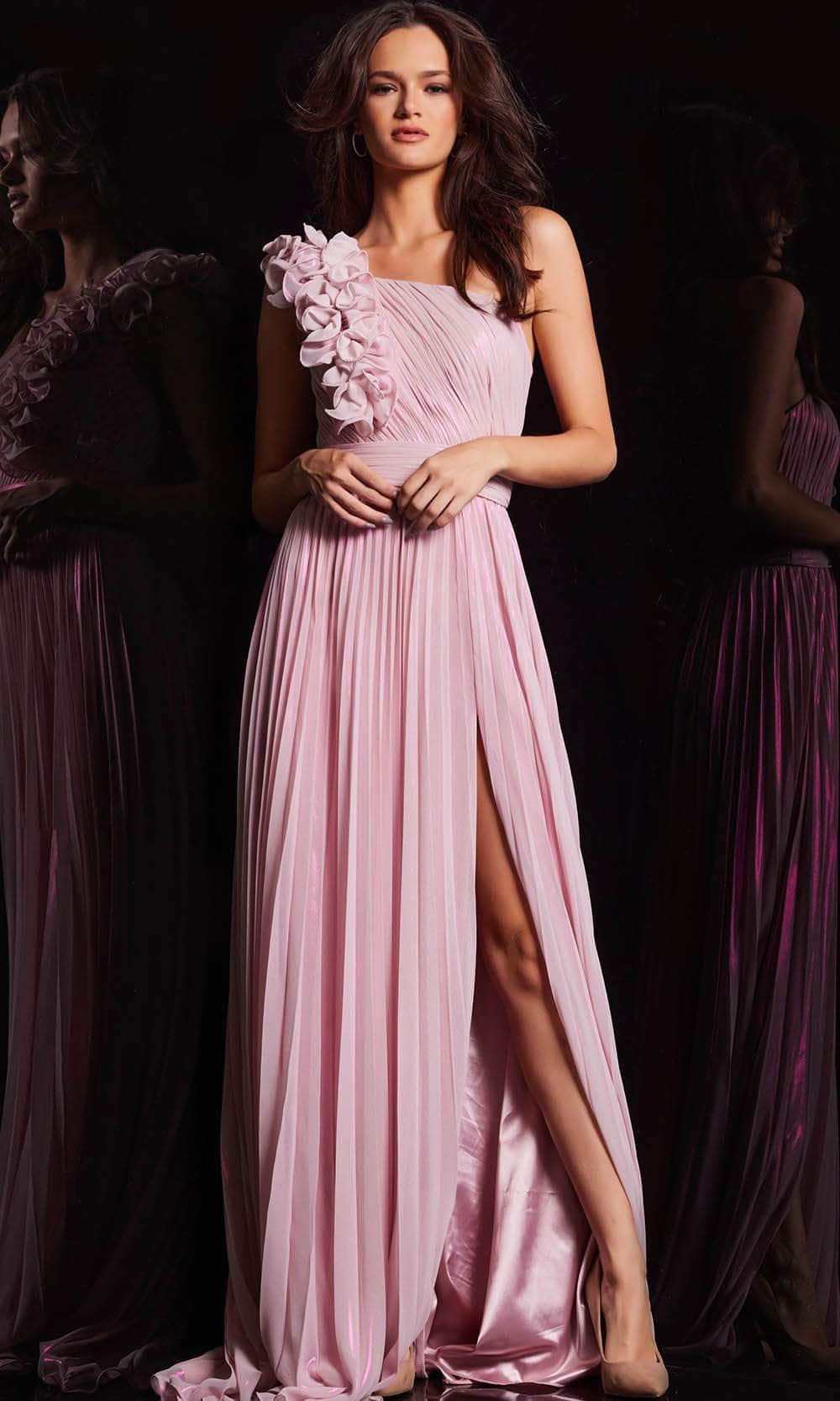 Jovani 24609 - Ruffled Shoulder Evening Gown - Prom