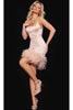 Jovani 25662 Satin Homecoming Dress with Feathers - Prom